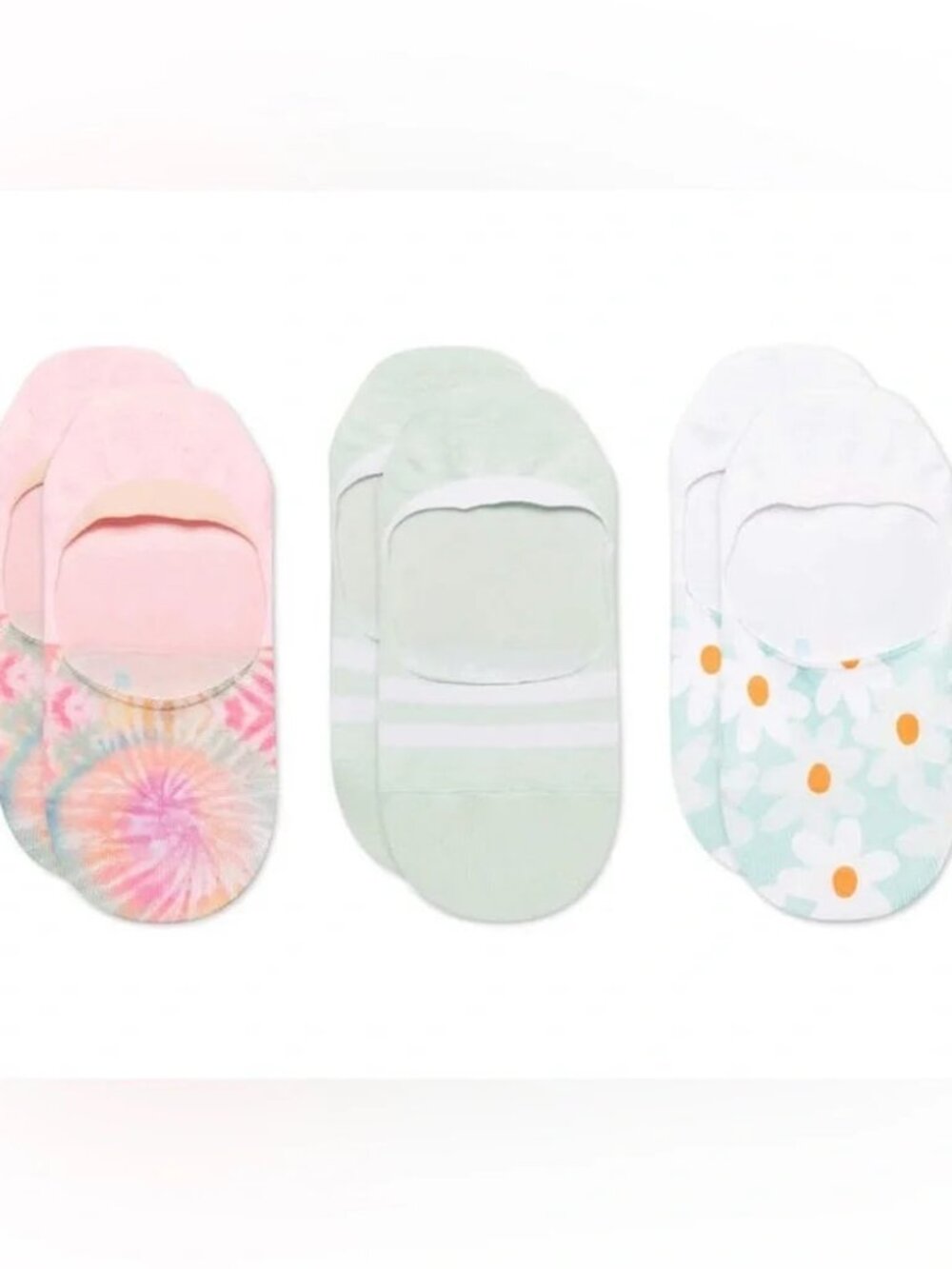 TOMS Women’s No Show Socks 3 Pack Size Medium Pink Teal Floral NIP